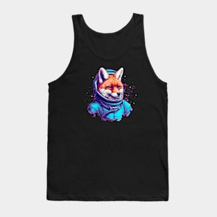 Vaporwave Retrowave Fox Astronaut - Space Colorful Illustration Tank Top